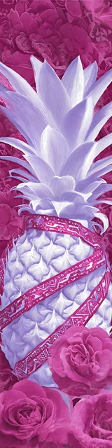 Free pineapple bookmark featuring a magenta wrapped pineapple